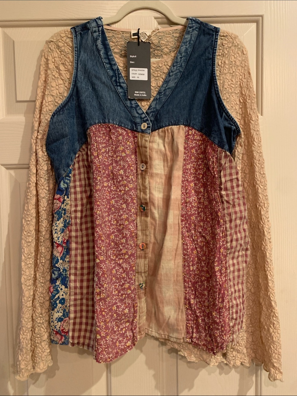 Patchwork Denim Yoke Tank or Vest